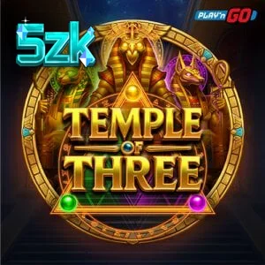 Tampilan visual grid 3x3 pada slot Temple of Three dengan nuansa kuil Mesir kuno.