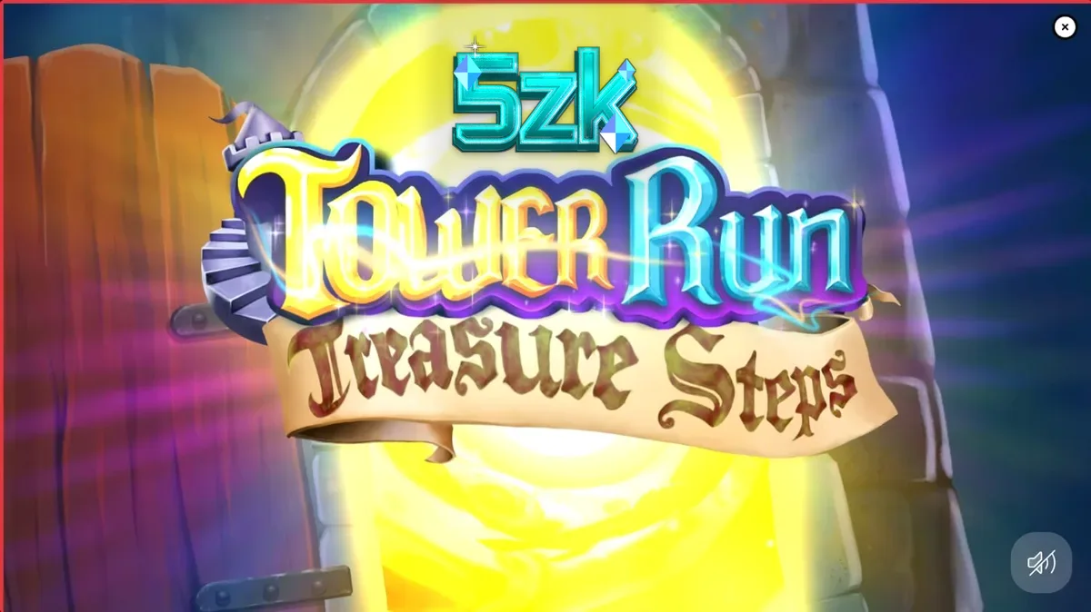 Tampilan visual slot Tower Run Treasure Steps dengan elemen petualangan piksel